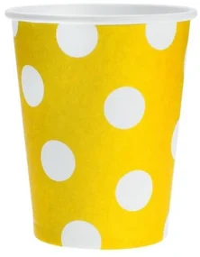 Colorat Yellow Polka Dots Pahar de hârtie galben 6 buc 270 ml