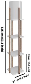 Lampadar cu rafturi NORA 1xE27/40W/230V maro/alb