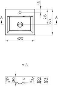 Sapho - Lavoar pe blat ORINOKO 42x36 cm din ceramică, alb