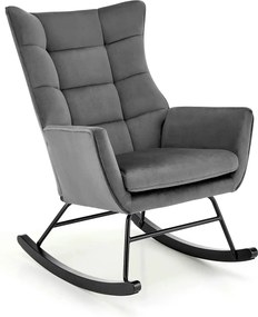 Scaun balansoar tapitat BAZALTO, gri/negru, stofa catifelata, 70x90x92