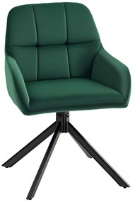 HOMCOM Fotoliu Modern din Catifea cu Șezut Rotativ, Brațe și Picioare din Oțel, 55x51.5x85.5 cm, Verde | Aosom Romania