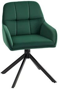 HOMCOM Fotoliu Modern din Catifea cu Șezut Rotativ, Brațe și Picioare din Oțel, 55x51.5x85.5 cm, Verde | Aosom Romania