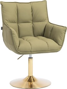 HR560N Scaun Khaki Piele Ecologica Premium Soft cu Bază Aurie