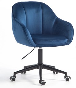 HR2055K Scaun Bleumarin din Catifea cu Bază Neagră