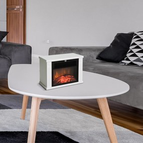 HOMCOM Șemineu Electric de Podea cu Efect de Flacără, Putere Reglabilă 600/1200W, Acoperire 10-15m², Alb | Aosom Romania