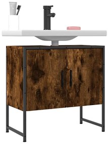 vidaXL Dulap chiuvetă baie, stejar fumuriu, 60x33x60 cm lemn prelucrat