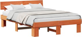 vidaXL Cadru de pat Maroniu cerat 140 x 200 cm Lemn de pin masiv