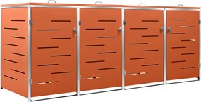 vidaXL Magazie pentru patru pubele 276,5x77,5x112,5 cm oțel inoxidabil