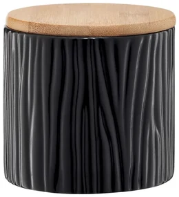 Recipient depozitare cu capac din bambus 0.67L, model scoarta neagra, Tuvo