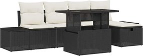 vidaXL Set de canapele pentru grădină 6 pcs Negru poliratan