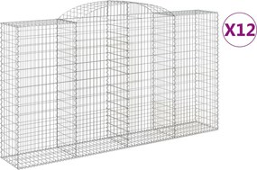 vidaXL Coșuri gabion arcuite 12 buc, 300x50x160/180cm, fier galvanizat