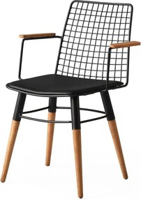Set 2 scaune TREND 961, negru/nuc, piele ecologica/metal, 43x39x82 cm