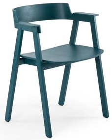 Scaun de dining petrol cu cotiere din lemn de stejar Flip – Gazzda