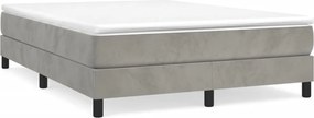 vidaXL Cadru de pat cu arcuri, gri deschis, 140x190 cm, catifea