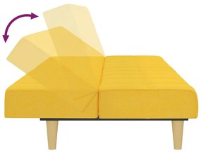 Canapea extensibila cu 2 locuri, galben, textil Galben