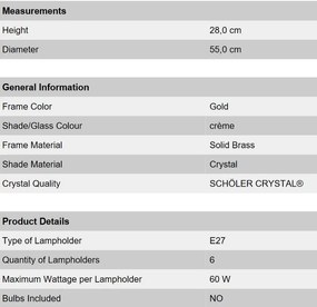 Plafoniera clasica din alama si cristale Schöler Empire 55cm