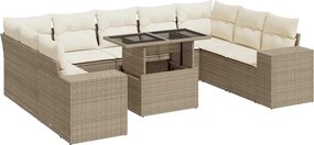 vidaXL Set canapele de grădină cu perne, 10 piese, bej, poliratan