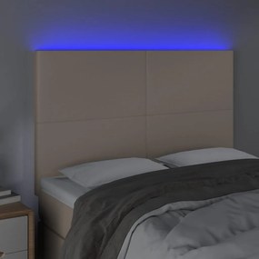 Tablie de pat cu LED, cappuccino, 144x5x118 128 cm, piele eco 1, Cappuccino, 144 x 5 x 118 128 cm