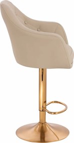 HR831W Scaun Crem Piele Ecologica Premium Soft cu Bază Aurie