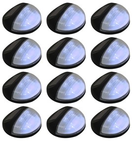 Lampi solare de exterior cu LED-uri, 12 buc., negru, rotund 12, Negru, 1