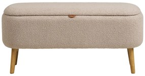 Bancă bej cu tapițerie din țesătură bouclé Harlow – House Nordic