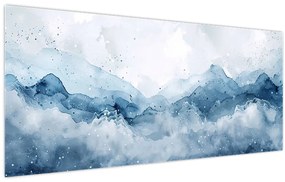 Tablou - Nori și valuri, acuarelă (120x50 cm)