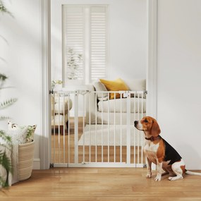 PawHut Poartă Extensibilă pentru Câini fără Șuruburi, Poartă de Siguranță Reglabilă cu 2 Extensii, 94-100 cm, Alb | Aosom Romania