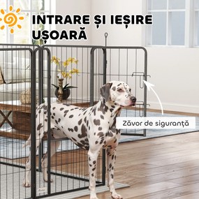 PawHut Țarc cu 12 Panouri din Oțel pentru Câini de Talie Medie, 80 cm Înălțime, Negru | Aosom Romania