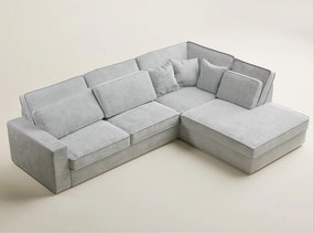 Colțar gri deschis cu tapițerie din chenille (cu colț pe partea dreaptă/în formă de ”L”) Kirou – Maison de Rêve