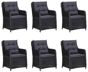 Set mobilier de grădină, 9 piese, negru, poliratan