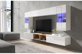 Mobilier living Calabria C24 WHITE (Alb + Stejar auriu) (fără iluminat). 1051558