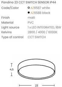 Plafoniera LED CCT, Protectie IP44, Senzor de miscare, PANDINO 23cm negru
