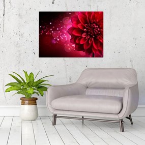 Tablou pe sticlă cu floare roșie (70x50 cm)