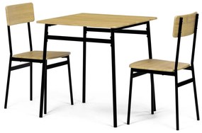 Set de masă Industrial cu 2 scaune, 70 x 70 x 76cm, stejar sălbatic