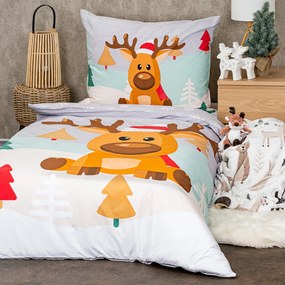 Lenjerie de pat din bumbac 4Home Christmasreindeer, 140 x 200 cm, 70 x 90 cm
