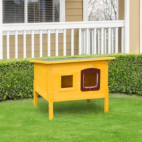 PawHut Cușcă pentru Animale Domestice din Lemn de Brad, 70x51.5x60cm | Aosom Romania