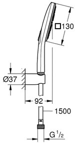 Grohe Rainshower Eco SmartActive 130 Cube Set dus cu suport fix, crom