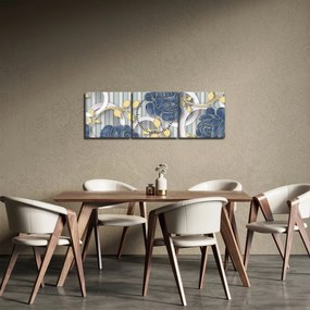 Tablou - Tradafiri și cercuri (cu ceas) (90x30 cm)