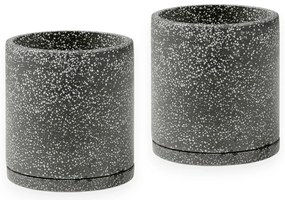 Set 2 ghivece gri închis Bonami Selection Terrazzo, ø 26 cm