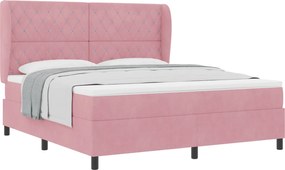 vidaXL Pat cu arcuri cu saltea cu headboard Roz 200 x 180 cm Catifea