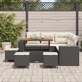 vidaXL Set de canapele pentru grădină 8 pcs Negru poliratan