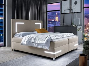 Pat de o persoană 120 cm Frinesa LED (Bej) (cu somieră și saltea) (cu sp. depozitare) (cu iluminat LED). 1103541