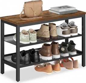 Pantofar TAYLOR cu 2 rafturi 75x50 cm, maro rustic