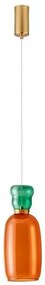 Pendul LED, Lustra design modern Pluma verde/ portocaliu