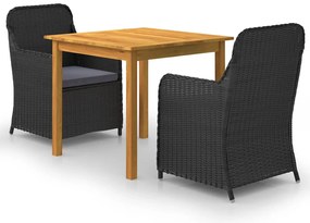 vidaXL Set mobilier de grădină, 3 piese, negru