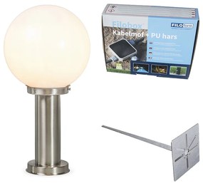 Lampă de exterior din oțel inoxidabil 50 cm - Sfera cu țăruș de pământ și glande de cablu