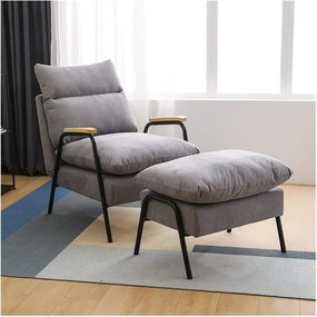 OFERTA Fotoliu reglabil gri deschis BRISTOL cu taburet, a doua calitate