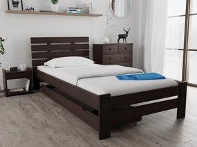 Pat inalt Paris, nuc 80x200 cm Saltele: Cu saltele Somnia 17 cm, Lamele de pat: Fără lamele