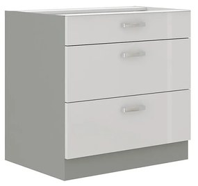 Dulap inferior de bucătăriea so sertarmi 80 D 3S BB Multi (Gri + alb lucios). Promo -17%. 1070028