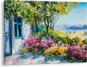 Tablou - Grădina din fața casei, pictură în ulei (70x50 cm)